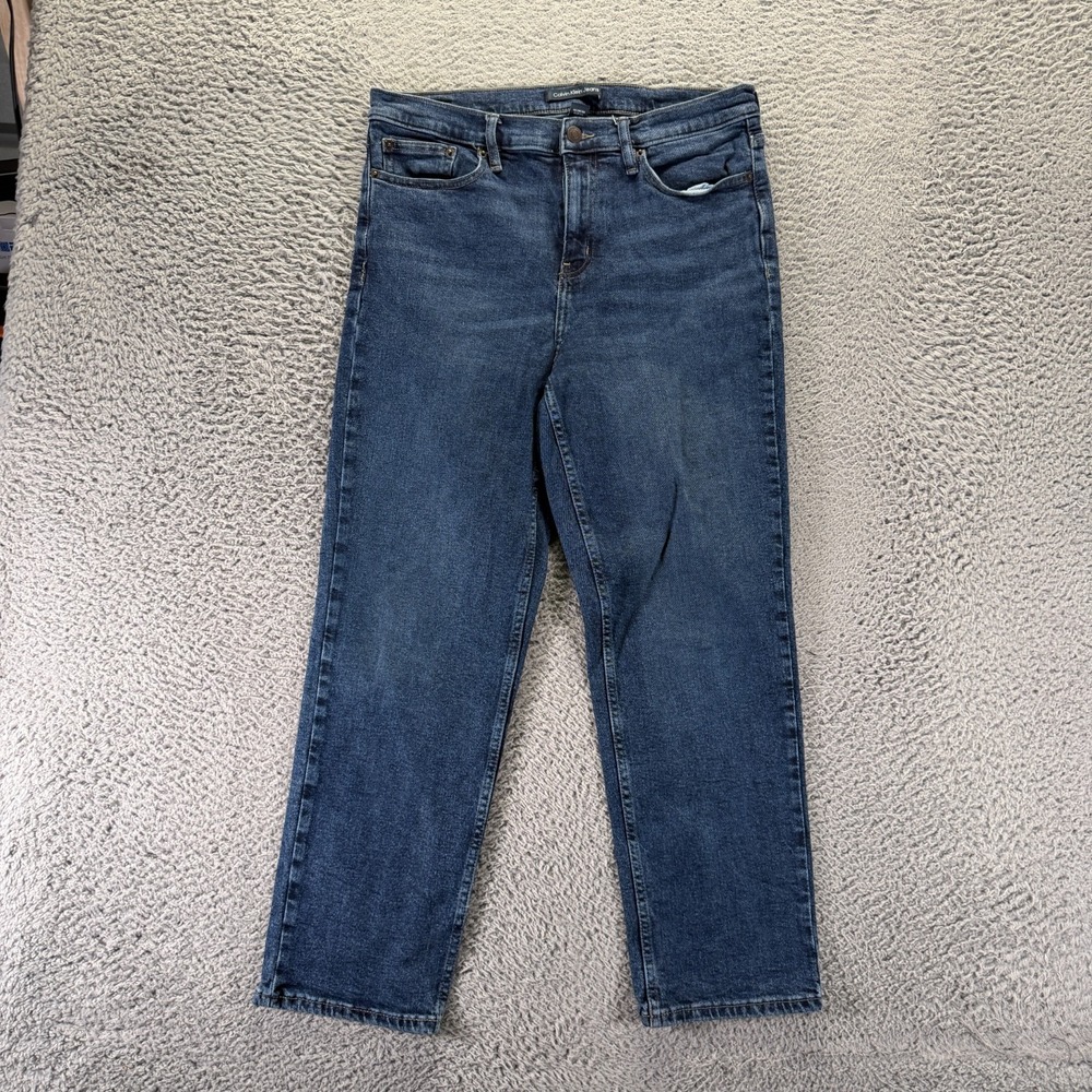 Calvin Klein Jeans Womens 10 Blue Cotton Denim Straight Leg Streetwear Stretch